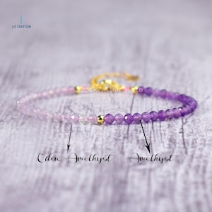 Lilac Amethyst Minimalist Bracelet- Natural Stone Dainty Bracelet- Healing Amethyst Crystal Bracelet- Crown Chakra Gift,February Birthstone
