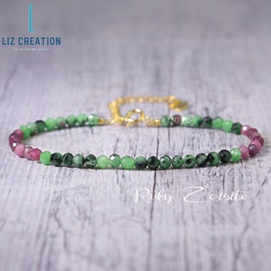 Minimal Bracelet -Ruby Zoisite Bracelet-Natural Stone Dainty Bracelet-Healing Crystal Small Bead Bracelet-Delicate Spiritual Protection Gift