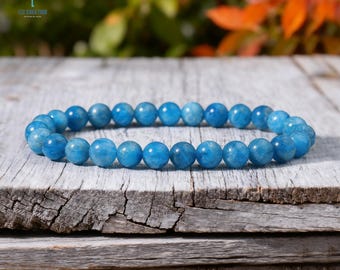 Natural Apatite Stone Bracelet -Self-Expression, Motivational Communication Crystal Bracelet, Throat Chakra