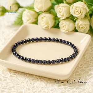 Dainty Blue Goldstone Bracelet: 4mm Crystal Stacking Bracelet