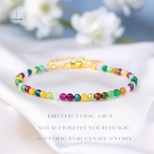 12 Birthstones Bracelet . Minimalist Crystal Bracelet, Natural Gemstone Dainty Bracelet , Create Your Family Birthstone Bracelets for Women