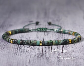 African Turquoise Bracelet- Minimal Bracelet -Natural Stone Dainty Bracelet- Healing Crystal Bracelet-Delicate Spiritual Protection Gift