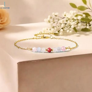 Minimalist Bracelet -Delicate Crystal  Dainty Bracelet- Natural Gemstone Bracelet, Triple Protection Gift for Women