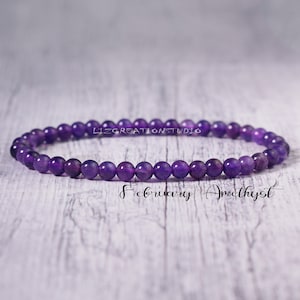 Amethyst Dainty Bracelet- Natural Amethyst Stone Stretch Bracelet- Amethyst Crystal Bracelet - February Birthstone Gift, Crown Chakra
