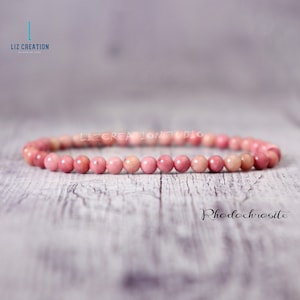 4MM Rhodochrosite Dainty Bracelet -Natural Rhodochrosite Stone Bracelet- Rhodochrosite Crystal  Layering Stacking Bracelet,Heart Chakra Gift