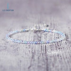 Delicate Opalite Minimalist Bracelet -Opalite Stone Dainty Bracelet- Opalite Crystal Gift, Crown and Third Eye Chakras for Women