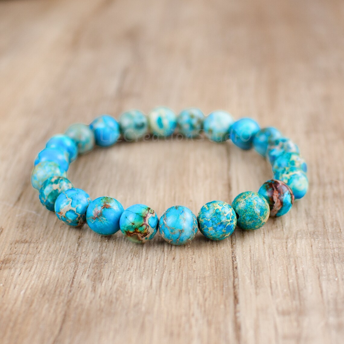 Natural Gemstone Braceletbule Sea Sediment Jasper Stone Etsy