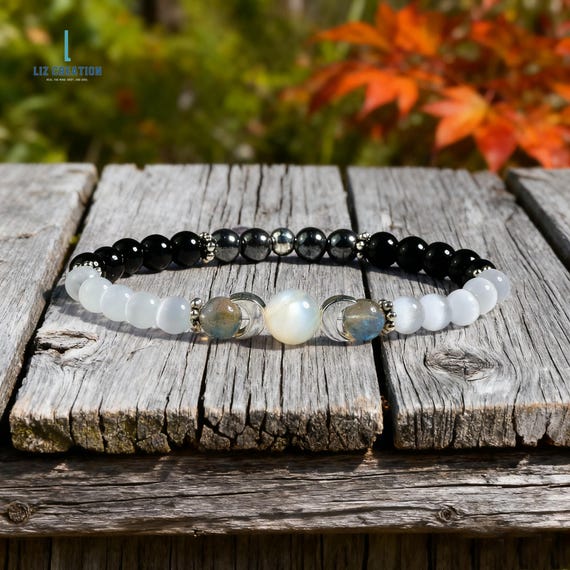 Moon Phase Energy Bracelet -natural Crystal Moonstone Lunar Cycle