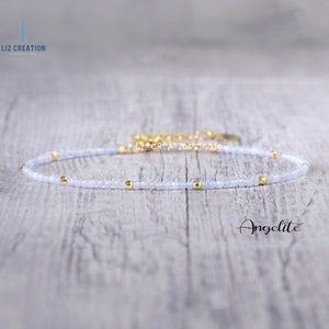 Angelite Dainty Bracelet: Minimalist Gemstone Crystal - Third Eye Chakra