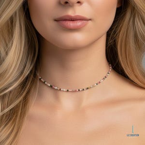 Sierlijke alashan-agaatchoker, natuurlijke pastelkleurige edelsteensieraden, geluk en beschermingscadeau, Moederdagsieraden