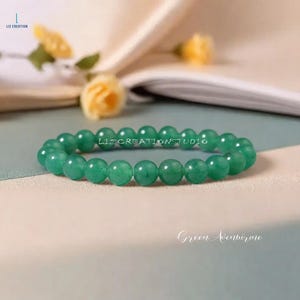 Green Aventurine Beaded Bracelet- Natural Aventurine Gemstone Stretch Bracelet- Aventurine Crystal  Bracelet - Heart Chakra Gift for Women