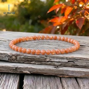 Dainty 4mm Sunstone Bracelet - Natural Sparkling Sunstone Crystal Beads - Minimalist Stacking Jewelry Gift