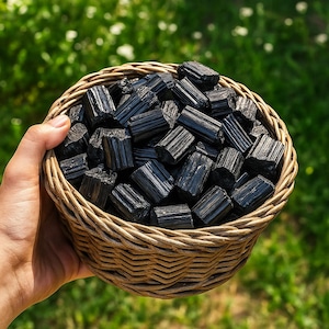 5pcs Raw Black Tourmaline Stone -Natural Rough Tourmaline Crystals, Root Chakra Gift, Mineral Specimens Metaphysical Crystal
