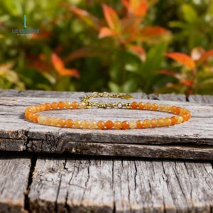Natural Orange Aventurine Crystal Minimalist Bracelet -Joy& Happiness Stone Dainty Bracelet -Sacral Chakra