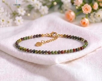 Minimalist Dragon Bloodstone Bracelet -Dainty Crystal Healing Jewelry- Bridesmaid Gifts, Root Chakra