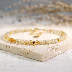 Citrin Minimalist Armband, Citrin Kristall zierliches Armband, Naturstein Solar Plexus Chakra Armband, November Birthstone Geschenk für Frauen