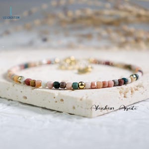Alashan Agate Stacking Bracelet, Delicate Natural Alashan Agate Stone Dainty Bracelet,  Alashan Crystal Protection Minimalist Gift