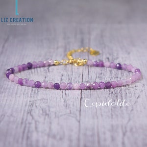 Lepidolite Minimalist Bracelet -Natural Purple Gemstone Dainty Bracelet- Healing Crystal Delicate Spiritual Protection 7th Chakra Gift