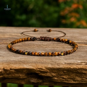 Tiger Eye Minimalist Bracelet -Natural Gemstone Dainty Bracelet- Tiger Eye Crystal Bracelet, Root Chakra Gift for Women, Stone of Courage
