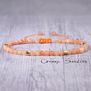 Delicate Sunstone Bracelet - Natural Sunstone Dainty Bracelet- Sunstone Crystal Yoga Bracelet - Minimalist Gift, Sacral Chakra for Women