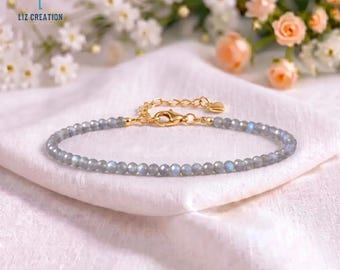 Dainty Moonstone Crystal Bracelet -Natural Minimalist Gemstone Jewelry Gift, June Birthstone, New Beginnings