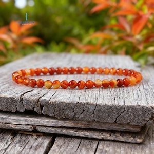 Healing Carnelian Crystal Bracelet -Natural Stone Dainty Bracelet, Minimalist, Sacral Chakra, Stackable