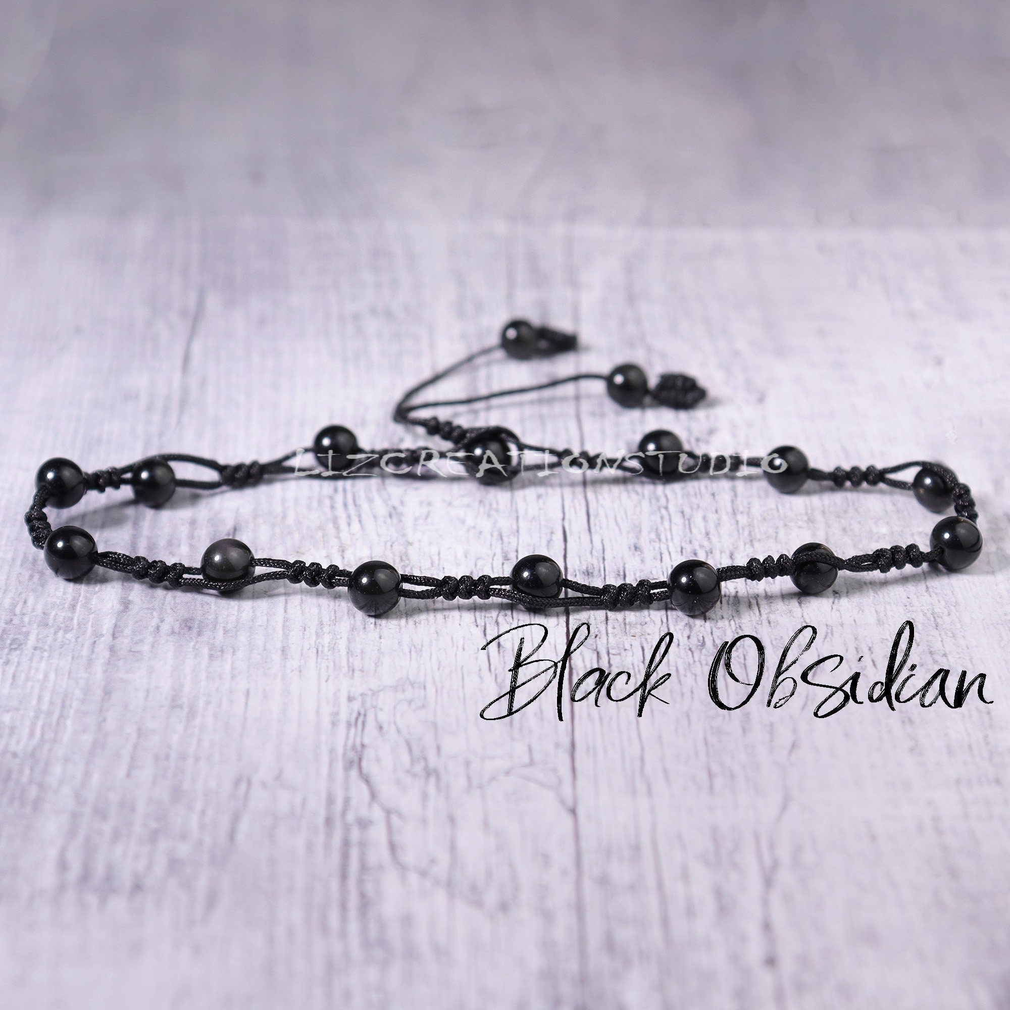 Black Obsidian Anklet - Etsy