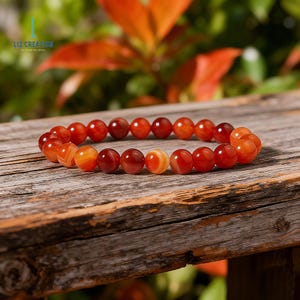 Pulsera de cornalina natural - Cristal de ágata roja - Energía del chakra sacro - Regalo para motivar y fomentar la creatividad. imagen 2