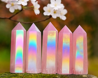 Angel Aura Tower Point - Natürlicher Edelstein Obelisk Zauberstab - Halschakra Kristallgeschenk, Mineralproben