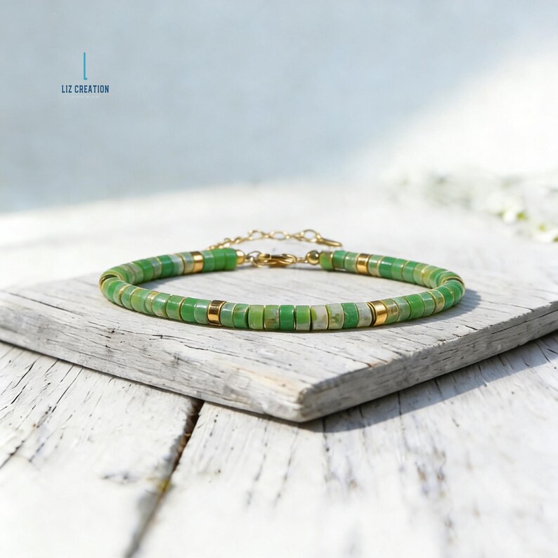 Meeressediment Jaspis Kristall Heilstein Armband, Natürliche Edelstein Armband, Stein der Stabilität Bild 5
