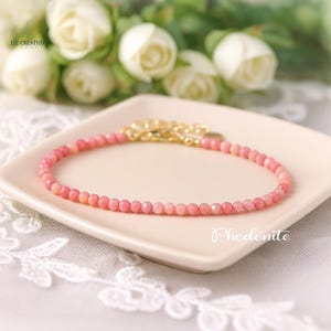 Rhodonite Minimalist Bracelet, Healing Rhodonite Crystal Dainty Bracelet, Natural Stone Bracelets, Heart Chakra, Stone of Compassion