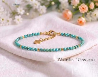 Minimalist Turquoise Bracelet, Dainty Crystal Bracelet, December Birthstone, Throat Chakra, Bridesmaid Gifts