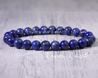 Lapis Lazuli Bracelet- Natural Stone Stretch Bracelet- Healing Crystal Yoga Bracelet -Spiritual Protection Chakra Gift