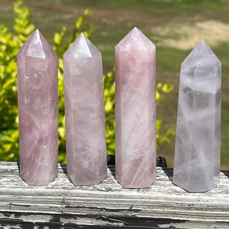 Rosenquarz Kristall Turmspitze, Natürlicher Rosa Obelisk, Herz Chakra Dekor, Liebe & Mitgefühl Geschenk Bild 8