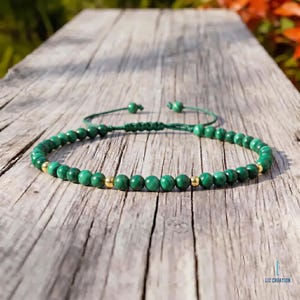 Minimalist Malachite Crystal Healing Bracelet, Natural Gemstone Dainty Bracelet- Stone of Transformation &Protection