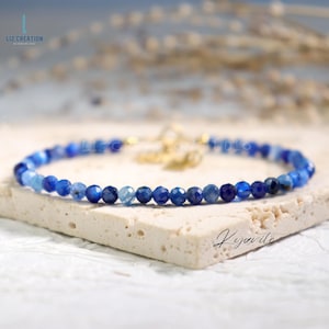 Delicate Kyanite Bracelet -Natural Kyanite Stone Dainty Bracelet- Kyanite Crystal Minimalist Gift, Blue Friendship Bracelet , Throat Chakra