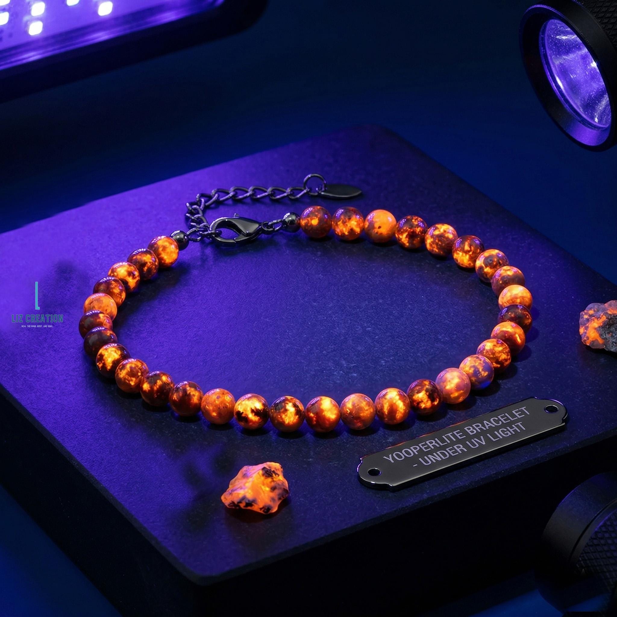 Natural Yooperlite Gemstone Bracelet -fluorescent Sodalite Crystal