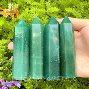 Grüner Aventurin Turm, grüner Aventurin Punkt, Kristall Metaphysische Energie Obelisk Wand- Natürliches Edelstein Mineral Probe Geschenk