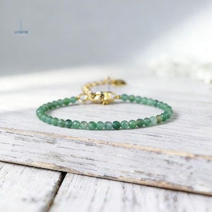 Minimalist Emerald Crystal Healing Bracelet -Natural Gemstone Dainty Bracelet-May Birthstone, Spiritual Protection Gift