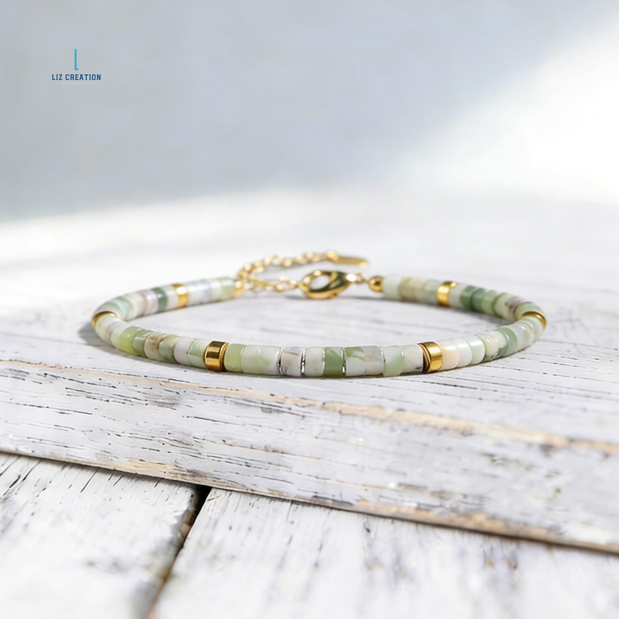 ミニマリスト翡翠クリスタルヒーリングブレスレット - 天然石の繊細な