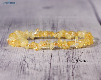 Citrine Chip Bracelet - Natural Raw Gemstone Stretch Bracelet- Healing Crystal Yoga Bracelet -Spiritual Protection November Birthstone Gift