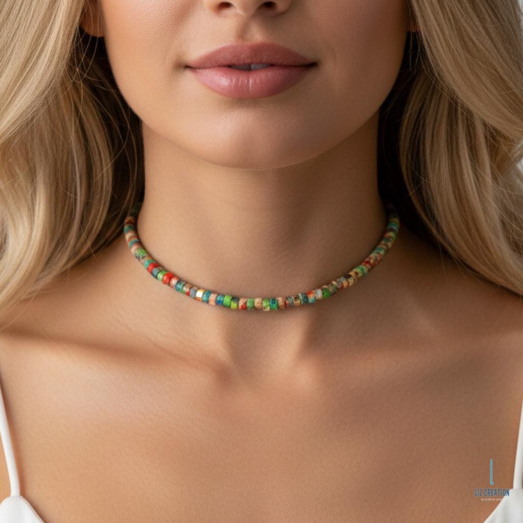 Collier en Jade Jaune - Ras le Cou - Yogazen Collier en Jade Jaune - Ras le Cou - Yogazen