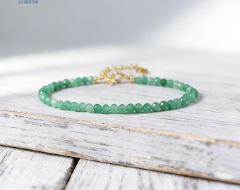 Healing Aventurine Crystal Minimalist Bracelet -Natural Green Gemstone Dainty Bracelet- Abundance ,Prosperity