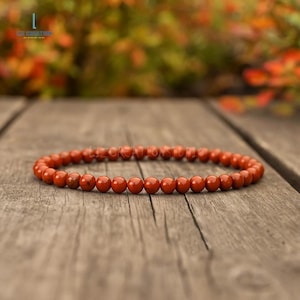 Healing Red Jasper Crystal Stacking Bracelet -Natural Stone Layering Dainty Bracelet- Root Chakra