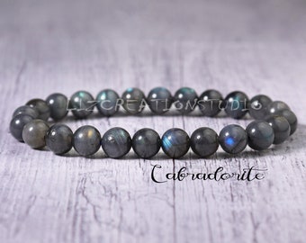 Labradorite Bracelet- Natural Stone Stretch Bracelet- Healing Crystal Yoga Bracelet -Spiritual Protection Chakra Gift