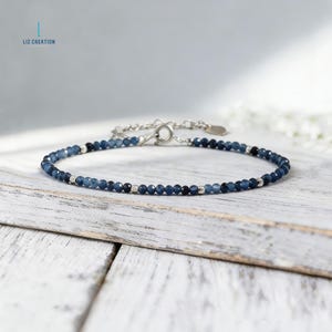 Minimalist Sapphire Crystal Healing Bracelet ,Natural Dainty Stone Bracelet, Spiritual Protection September Birthstone Gift