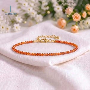 Minimalist Carnelian Crystal Bracelet -Natural Stone Dainty Bracelet- January Birthstone , Sacral Chakra
