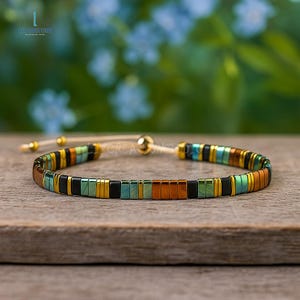 Minimalistische Tila-armband - genezende Japanse Miyuki-kralen Sierlijke armband-stapelbaar, Miyukia platte vierkante kralen afbeelding 4