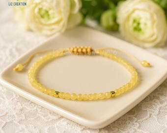 Delicate Citrine Minimalist Bracelet, Citrine Crystal Dainty Bracelet, Natural Gemstone Bracelet, November Birthstone , Solar Plexus Chakra