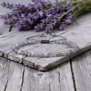 Minimalist Moonstone Crystal Bracelet- Natural Gemstone Dainty Bracelet, Stone of Divine Feminine Energy Gift